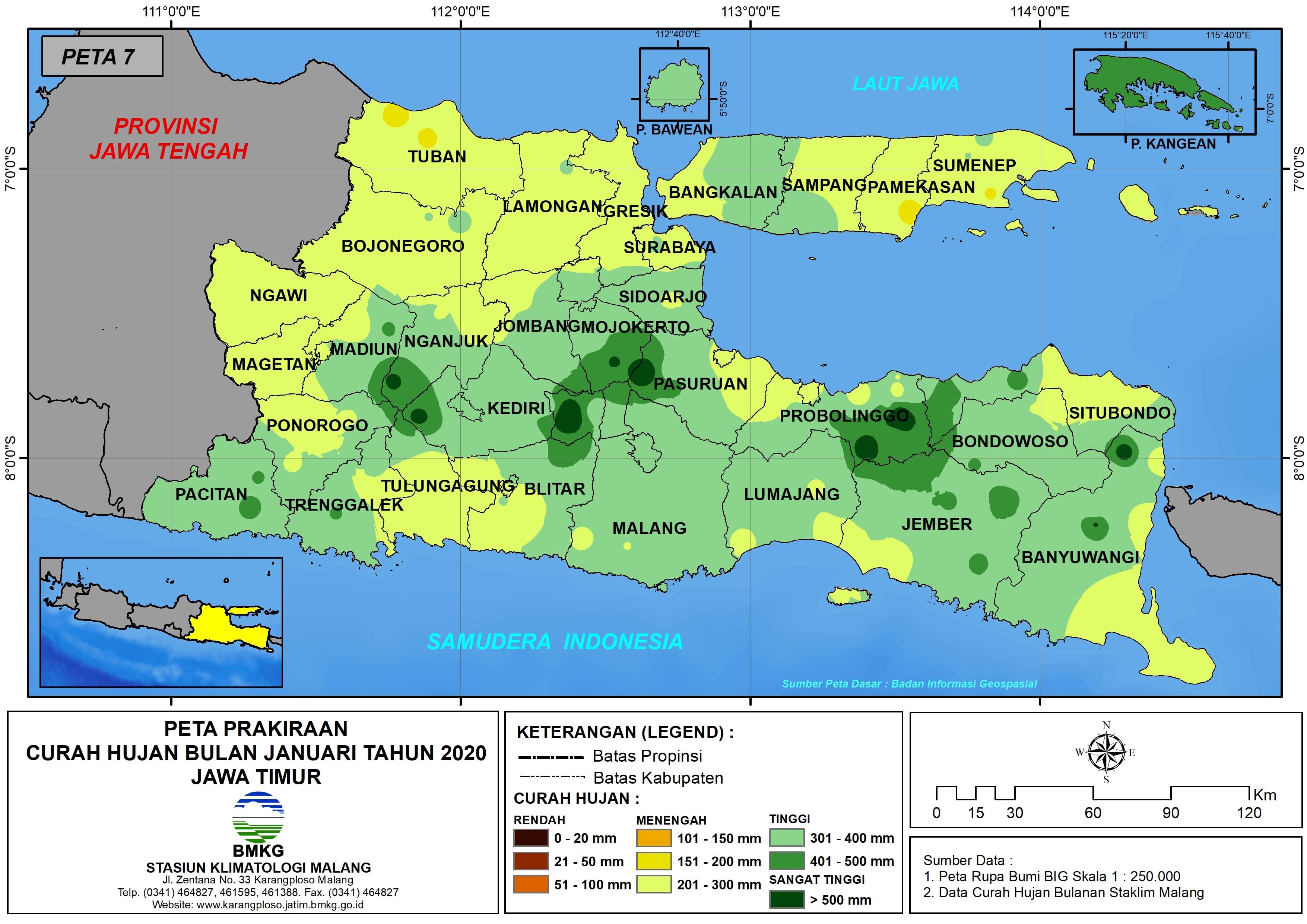 |Prakiraan - Bulanan| Curah Hujan Bulan JANUARI Tahun 2020 - Update dari Analisis Bulan Oktober 2019 di Provinsi Jawa Timur