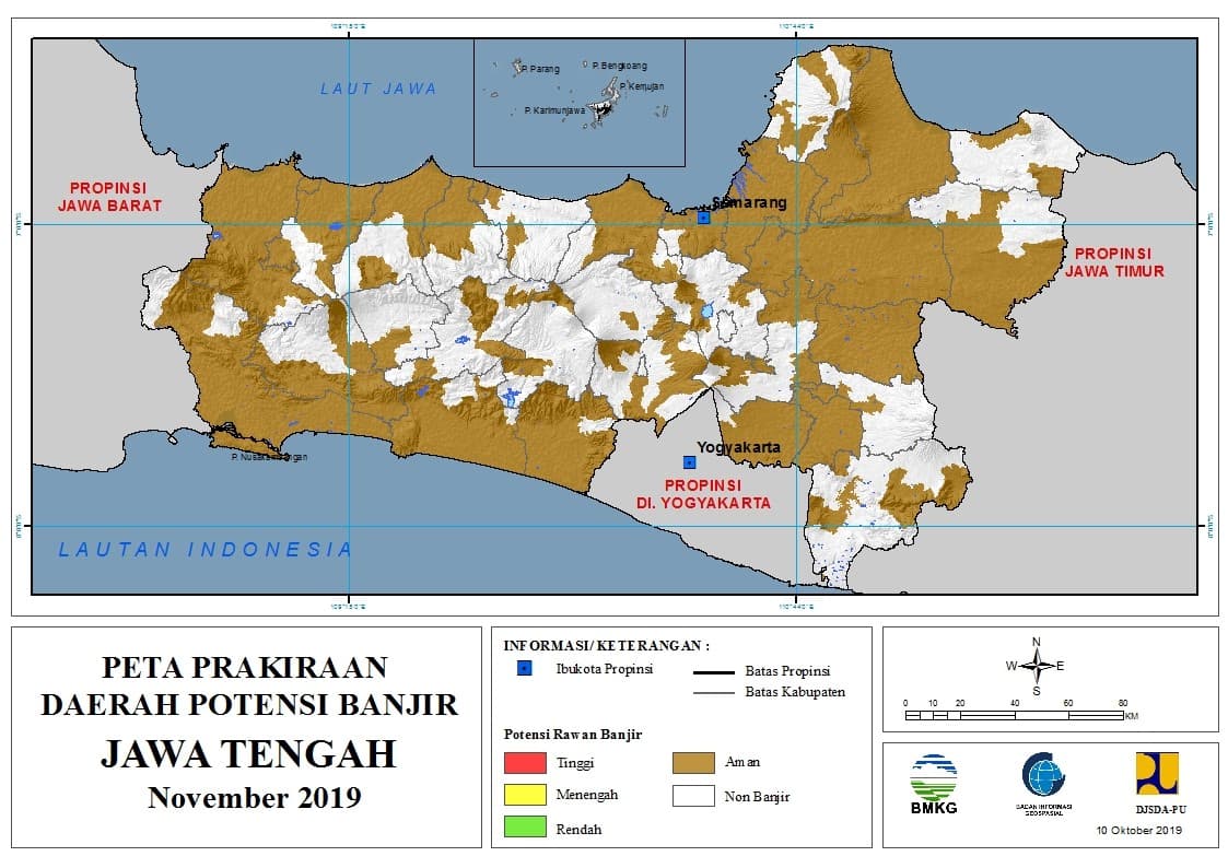 |Prakiraan - Bulanan| Daerah Potensi Banjir di Provinsi Jawa Timur untuk Bulan NOVEMBER Tahun 2019 update 10 Oktober 2019
