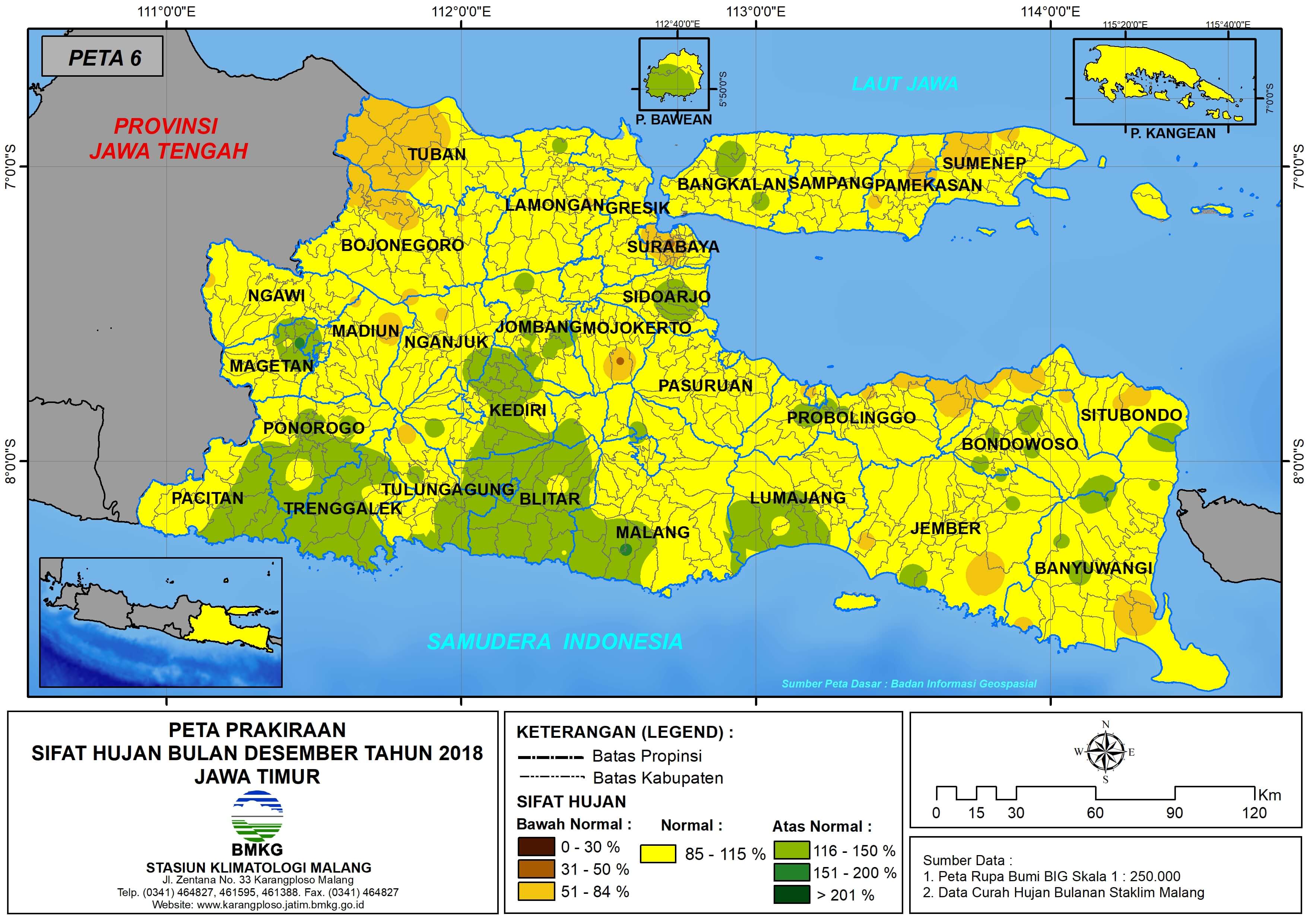 Prakiraan Sifat Hujan Bulan Desember Tahun 2018 - Update dari Analisis Bulan September 2018