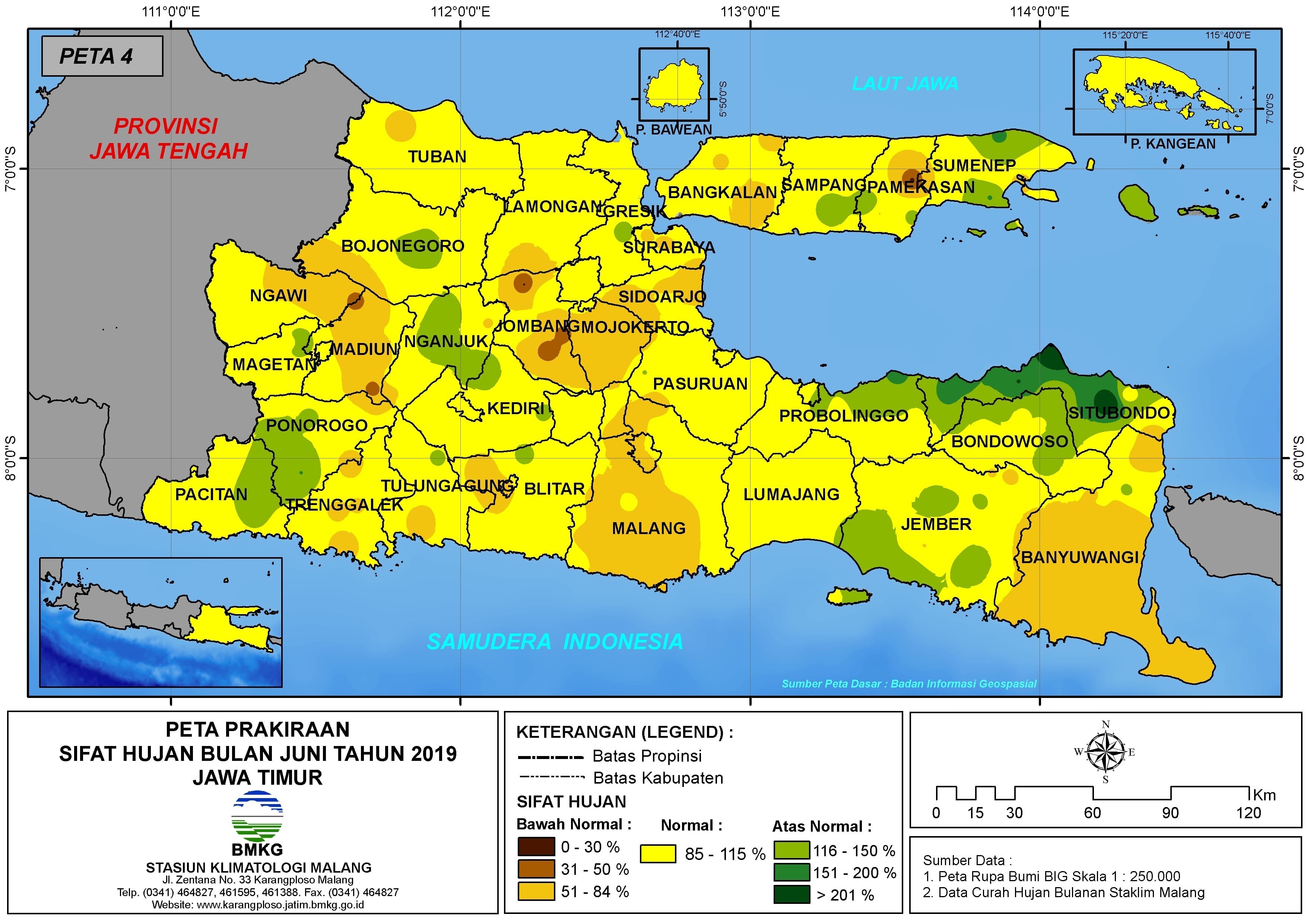 Prakiraan - Bulanan Sifat Hujan Bulan JUNI Tahun 2019 - Update dari Analisis Bulan April 2019
