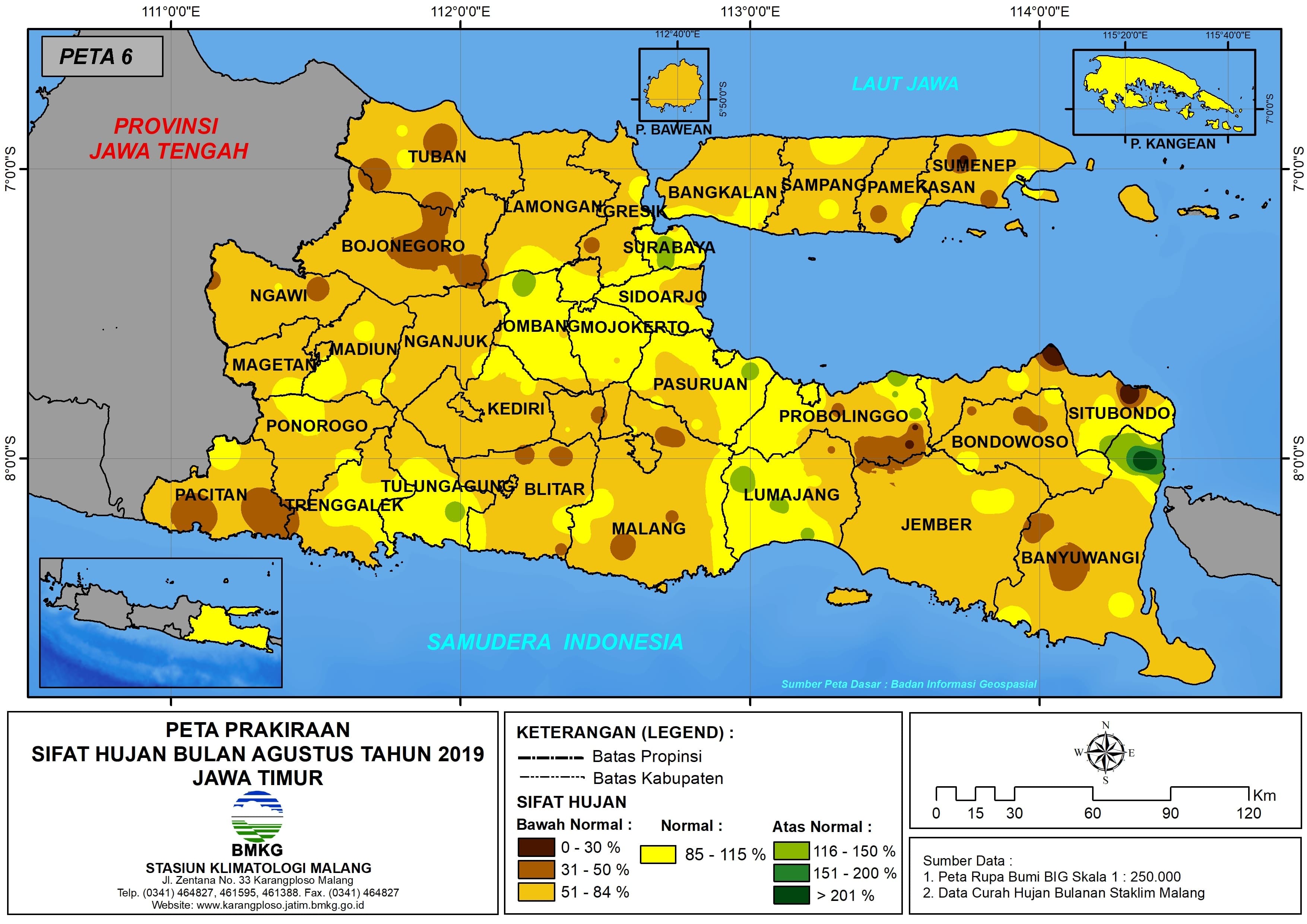 Prakiraan - Bulanan Sifat Hujan Bulan AGUSTUS Tahun 2019 - Update dari Analisis Bulan Mei 2019