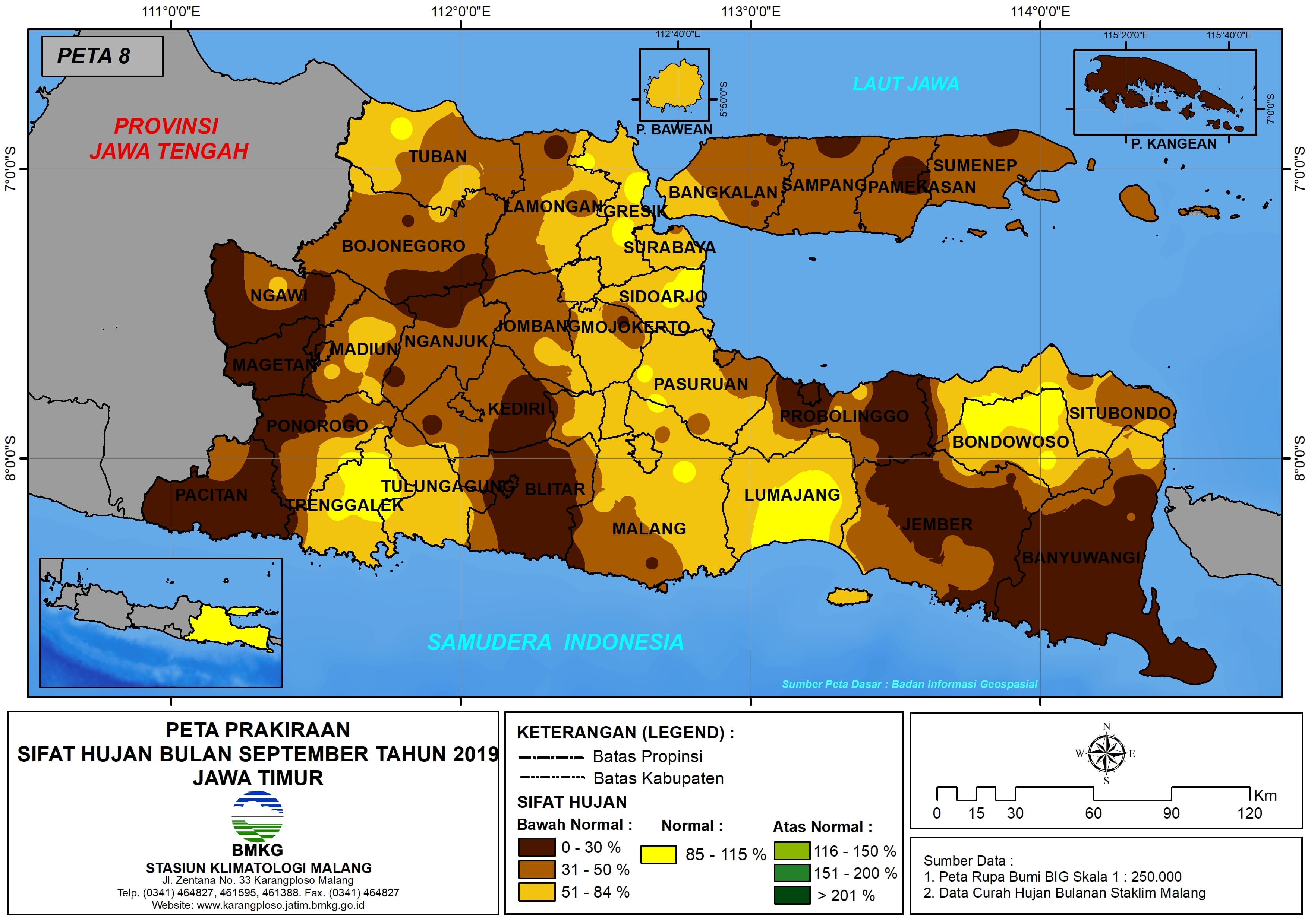 Prakiraan - Bulanan Sifat Hujan Bulan SEPTEMBER Tahun 2019 - Update dari Analisis Bulan Mei 2019