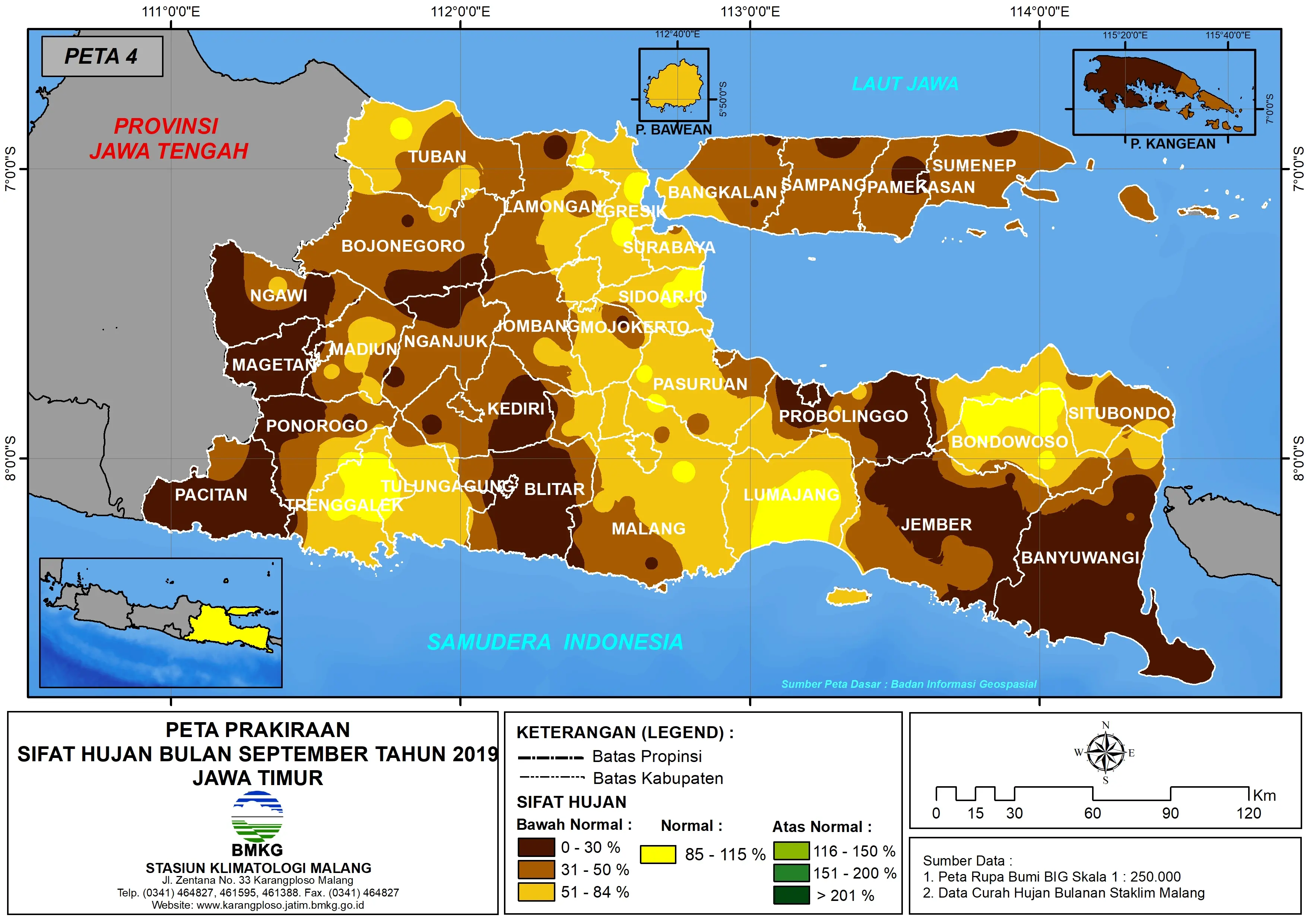 |Buletin - Bulanan| Analisis Hujan Juli 2019 dan Prakiraan Hujan Bulan September - Oktober - November 2019 di Provinsi Jawa Timur  Halaman 66 dari total 73 Halaman