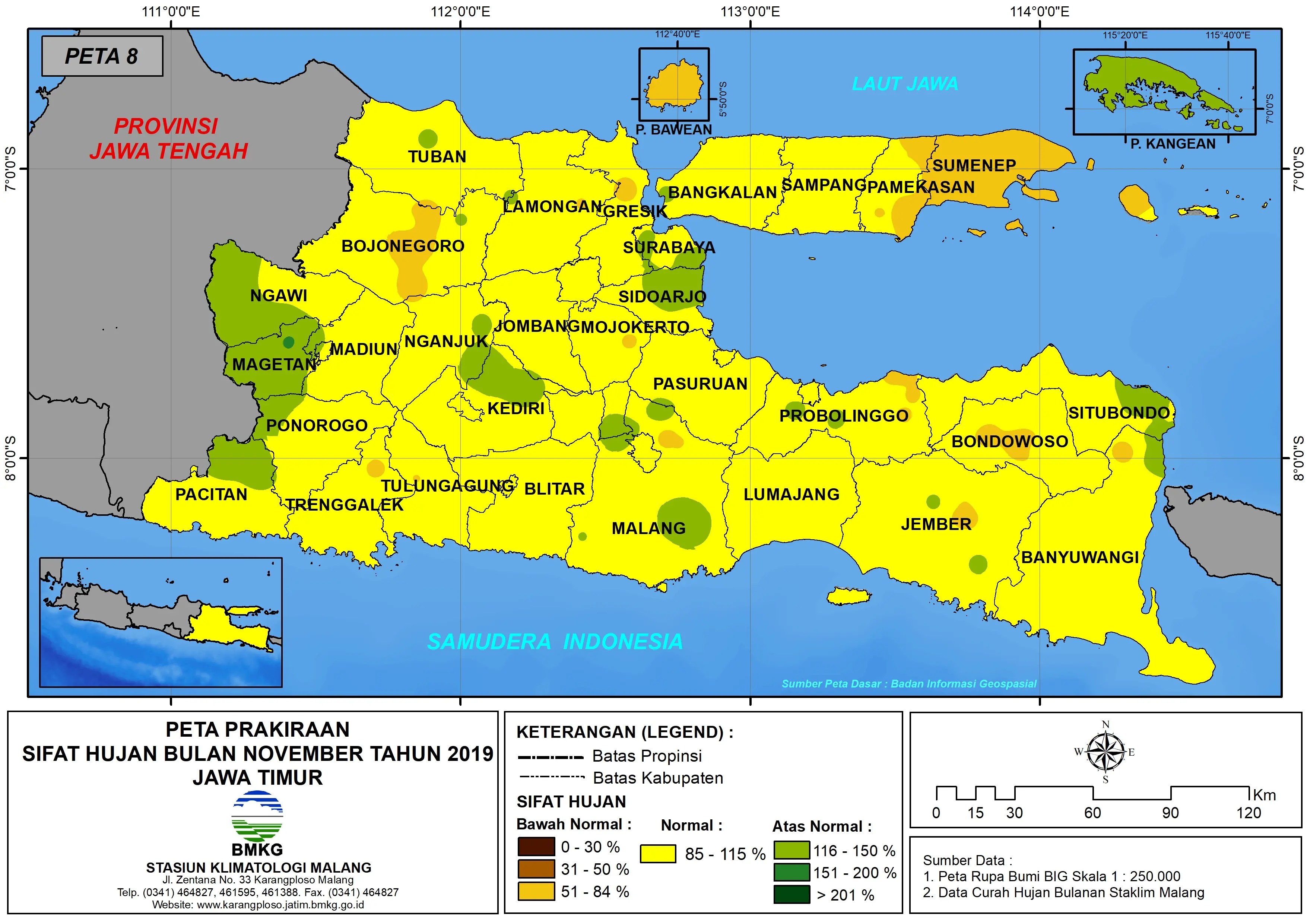 |Buletin - Bulanan| Analisis Hujan Juli 2019 dan Prakiraan Hujan Bulan September - Oktober - November 2019 di Provinsi Jawa Timur  Halaman 68 dari total 73 Halaman