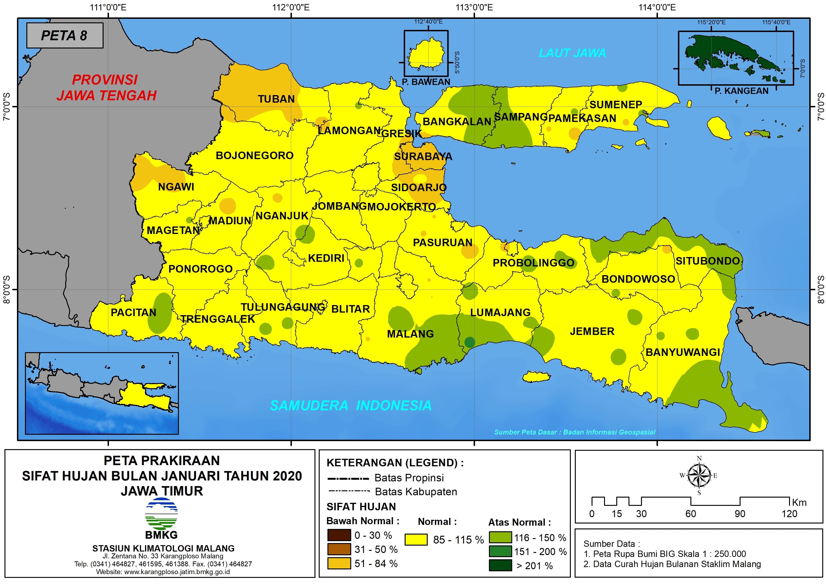 |Prakiraan - Bulanan| Sifat Hujan Bulan JANUARI Tahun 2020 - Update dari Analisis Bulan September 2019 di Provinsi Jawa Timur