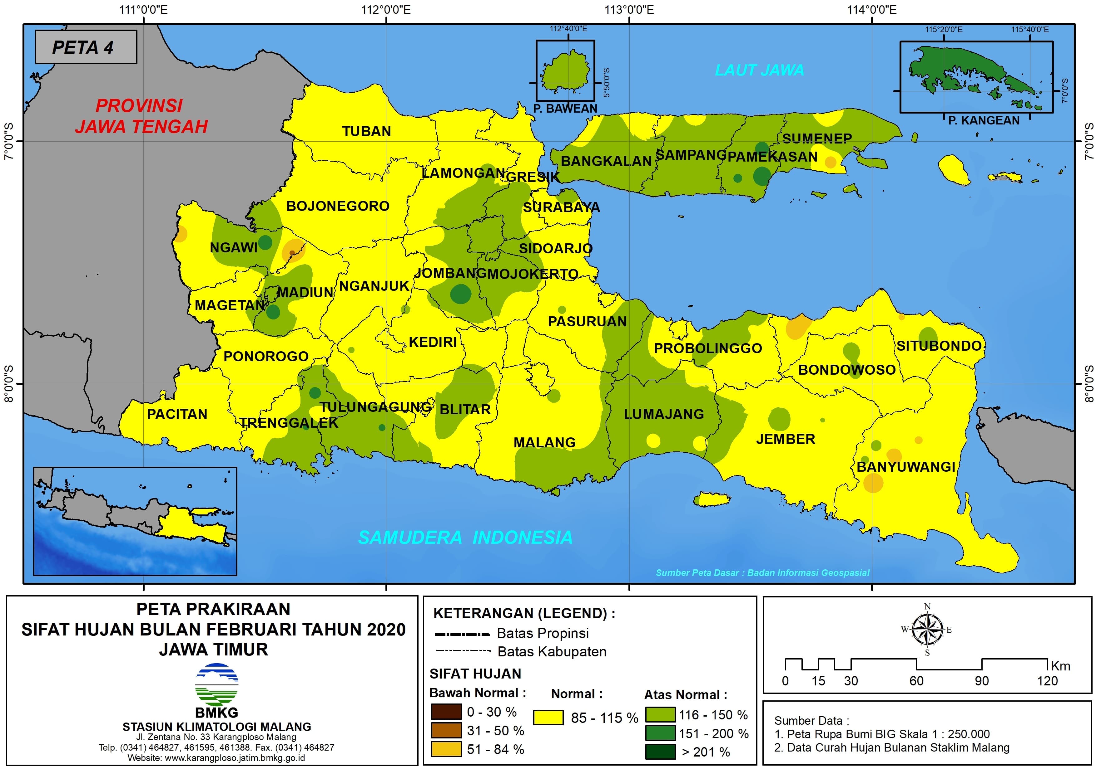 |Prakiraan - Bulanan| SIFAT Hujan Bulan FEBRUARI Tahun 2020 - Update dari Analisis Bulan Desember 2019 di Provinsi Jawa Timur