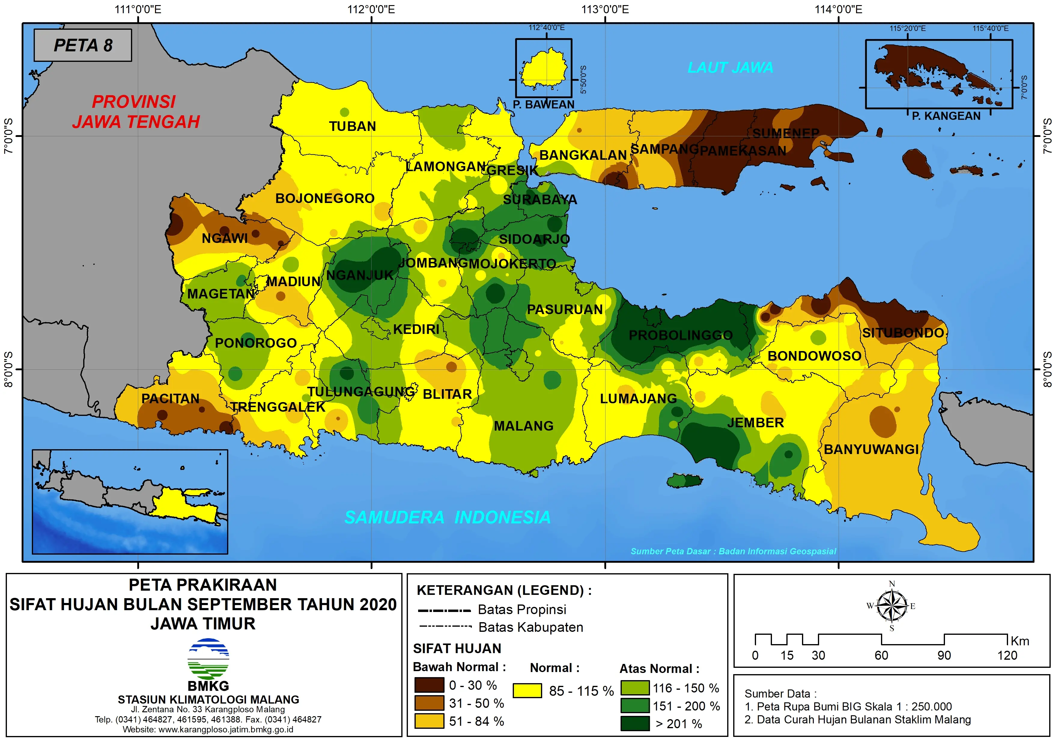 (Prakiraan - Bulanan) Sifat Hujan Bulan SEPTEMBER Tahun 2020 - Update dari Analisis Bulan Mei 2020 di Provinsi Jawa Timur
