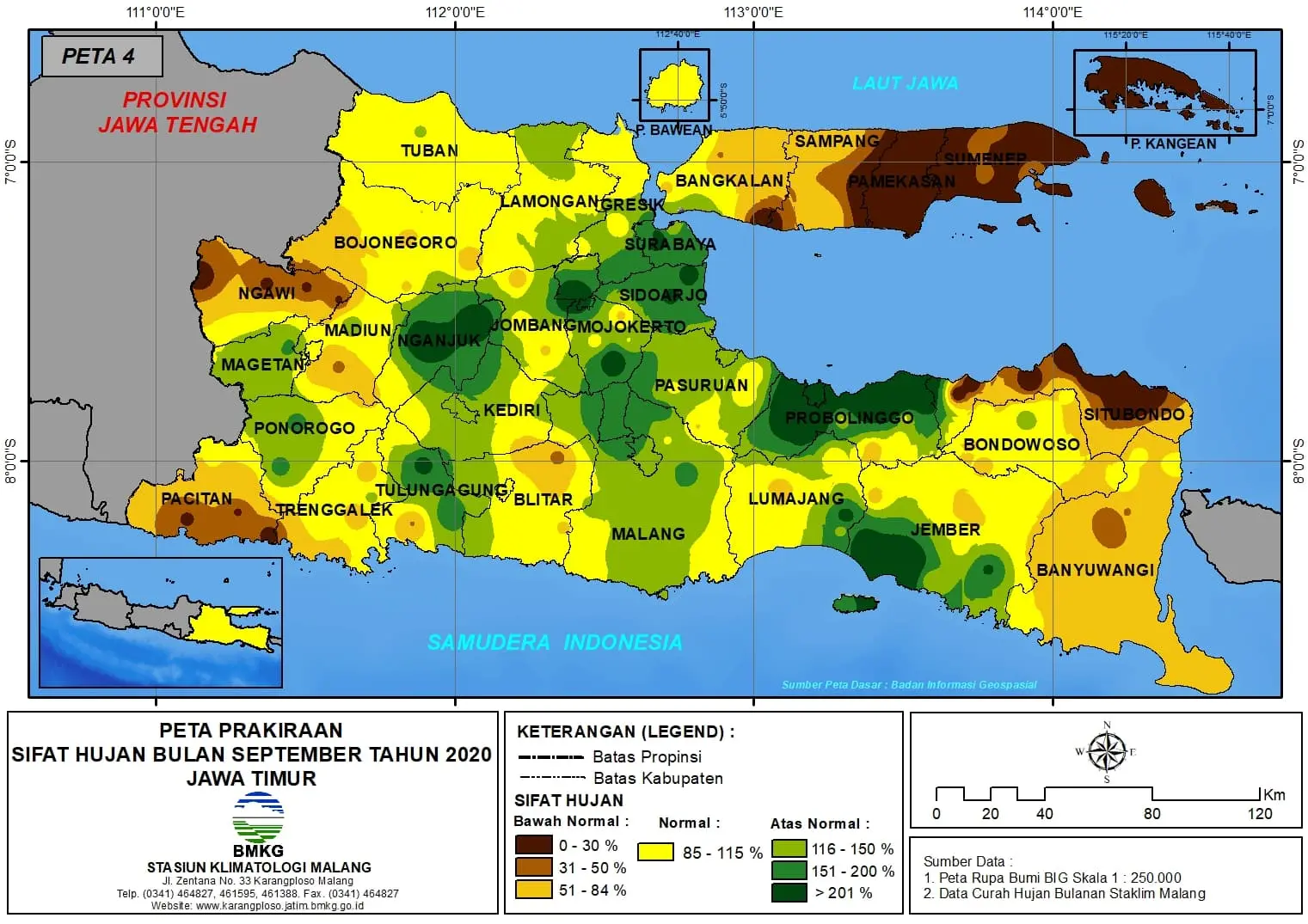 (Prakiraan - Bulanan) Sifat Hujan Bulan SEPTEMBER Tahun 2020 - Update dari Analisis Bulan Juli 2020 di Provinsi Jawa Timur