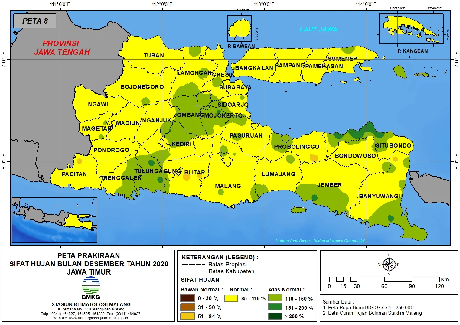 (Prakiraan - Bulanan) Sifat Hujan Bulan DESEMBER Tahun 2020 - Update dari Analisis Bulan Agustus 2020 di Provinsi Jawa Timur