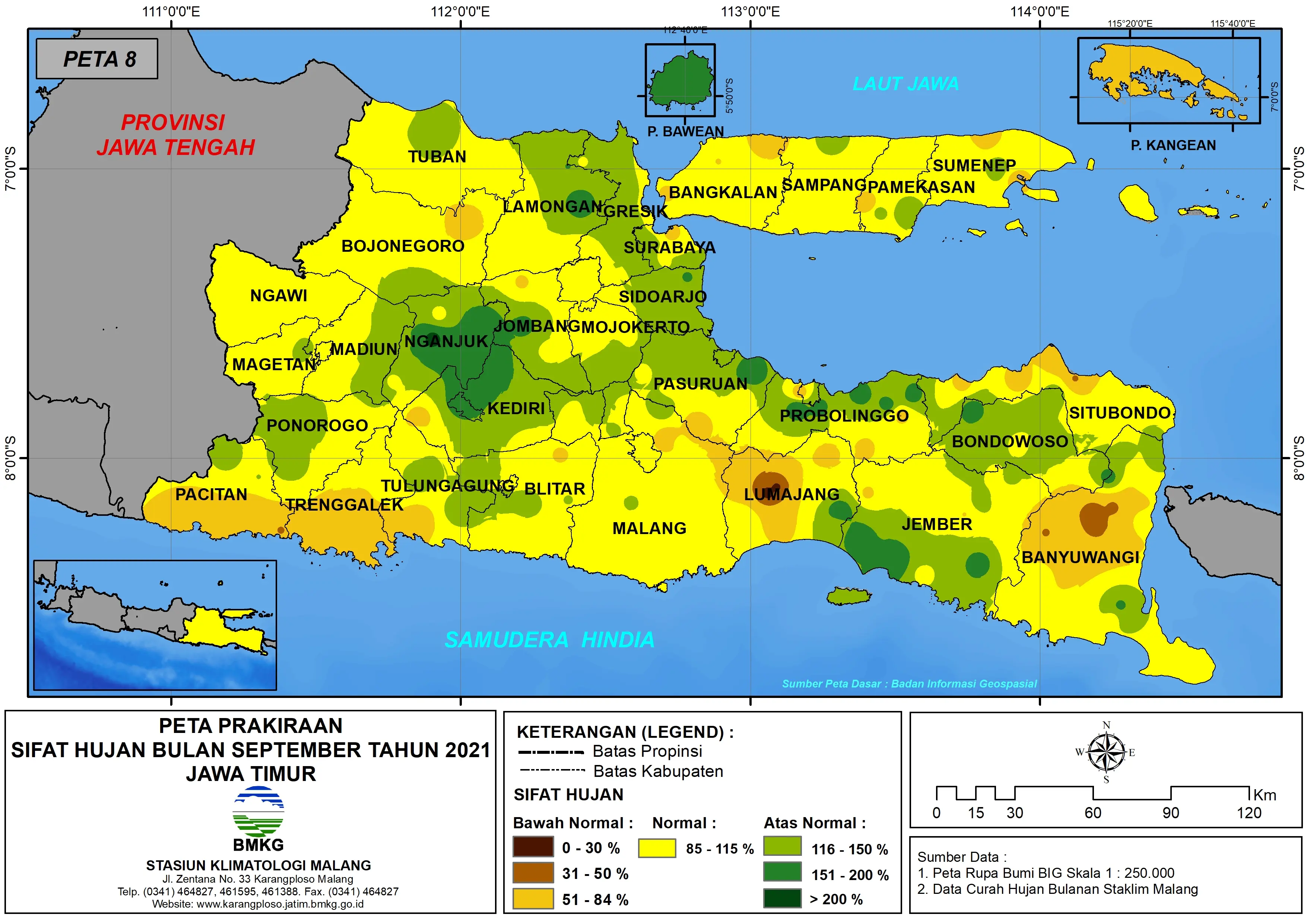 (Prakiraan - Bulanan) Sifat Hujan Bulan SEPTEMBER Tahun 2021 - Update dari Analisis Bulan Mei Tahun 2021 di Provinsi Jawa Timur