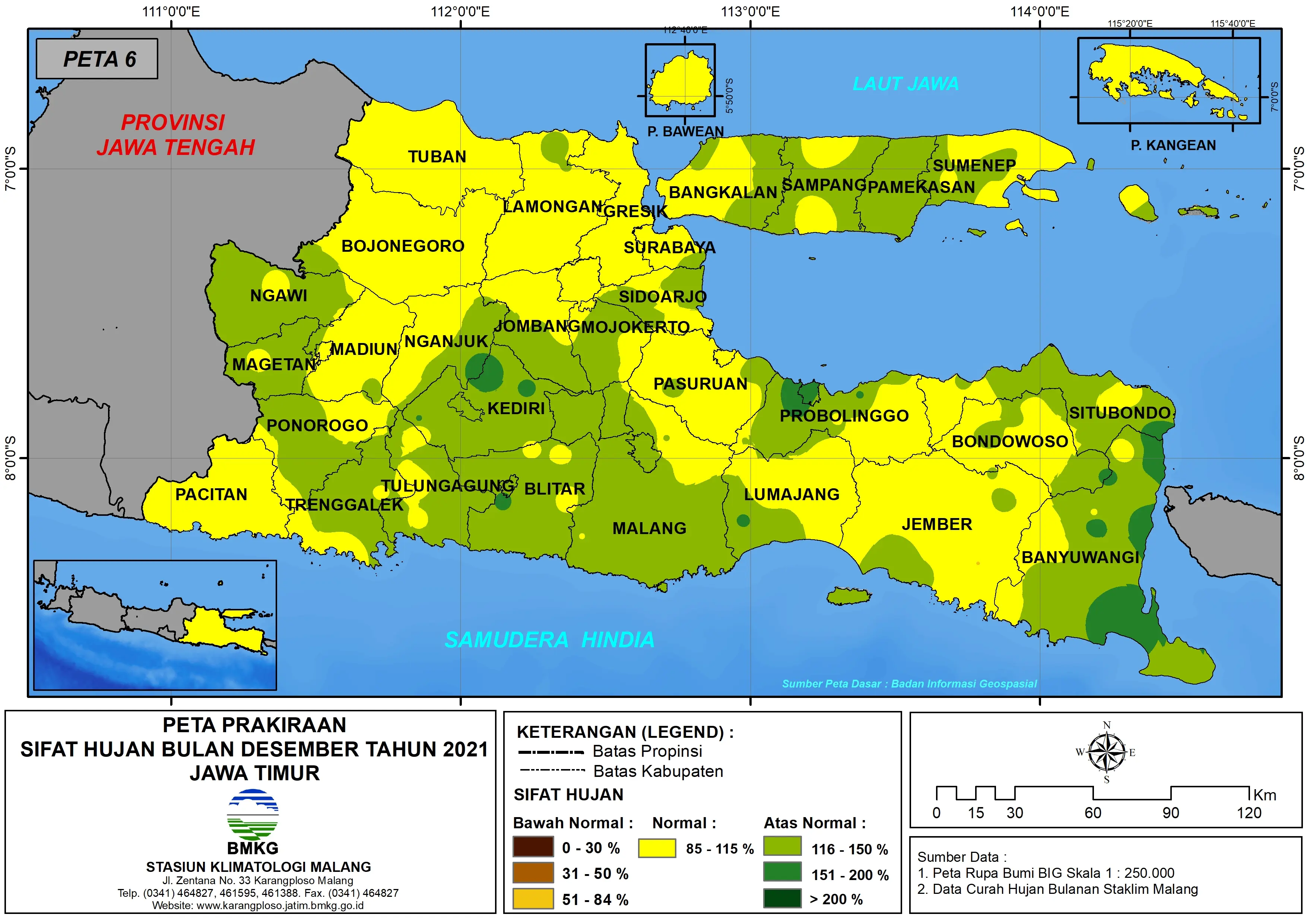 (Prakiraan - Bulanan) Sifat Hujan Bulan DESEMBER Tahun 2021 - Update dari Analisis Bulan September Tahun 2021 di Provinsi Jawa Timur