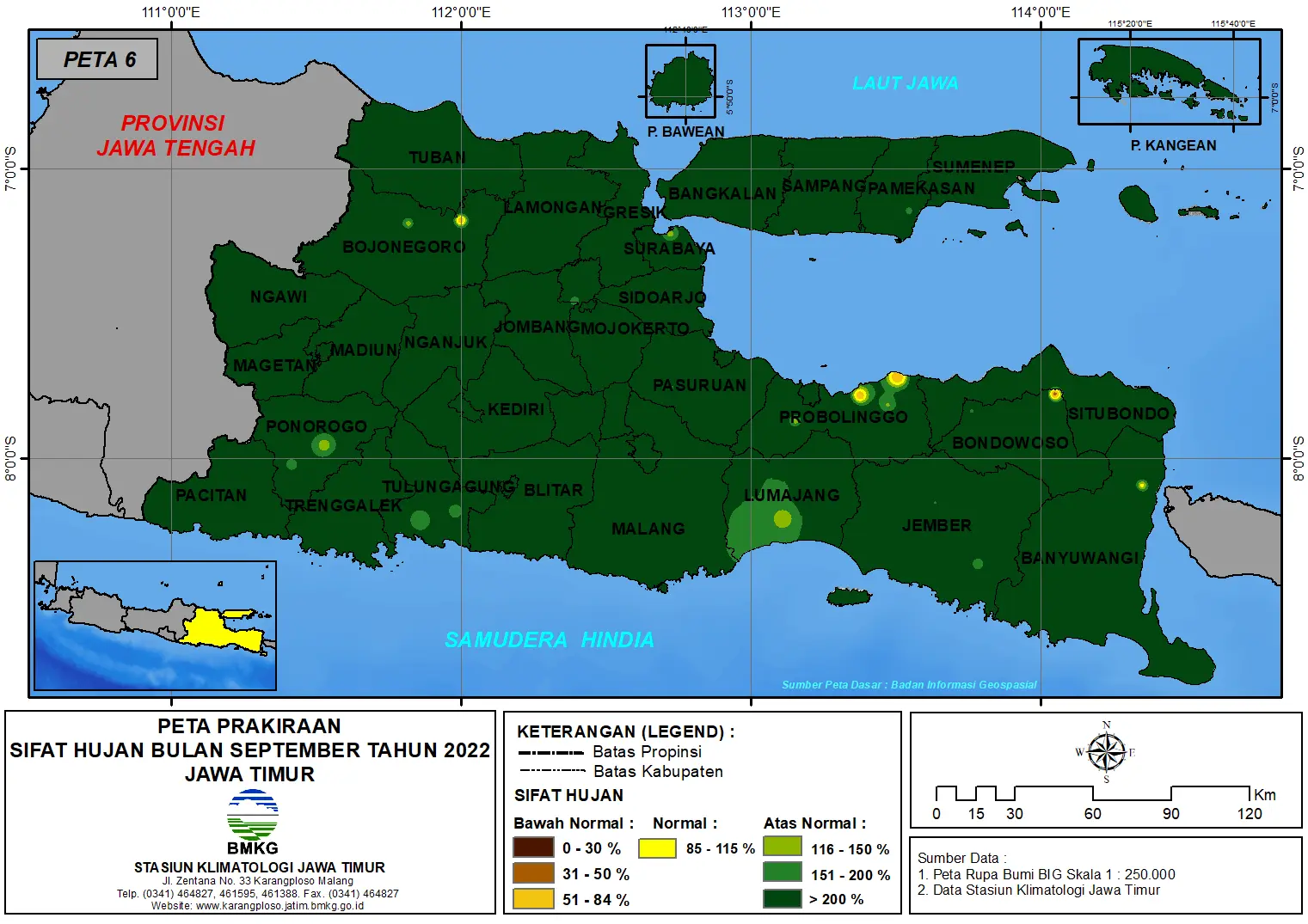 ( Prakiraan - Bulanan ) Sifat Hujan Bulan SEPTEMBER Tahun 2022 - Update dari Analisis Bulan Juni Tahun 2022 di Provinsi Jawa Timur