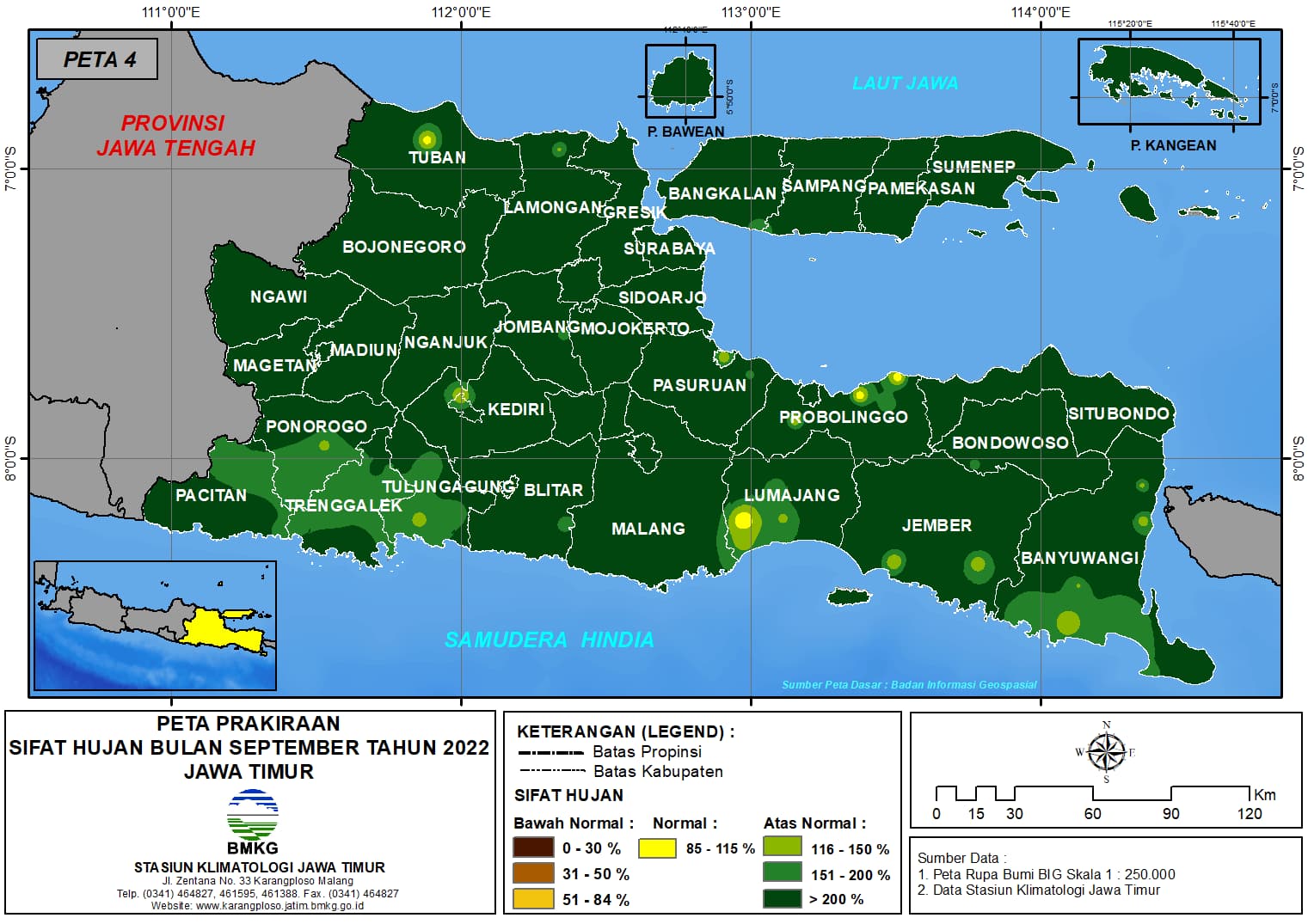 ( Prakiraan - Bulanan ) Sifat Hujan Bulan SEPTEMBER Tahun 2022 - Update dari Analisis Bulan Juli Tahun 2022 di Provinsi Jawa Timur