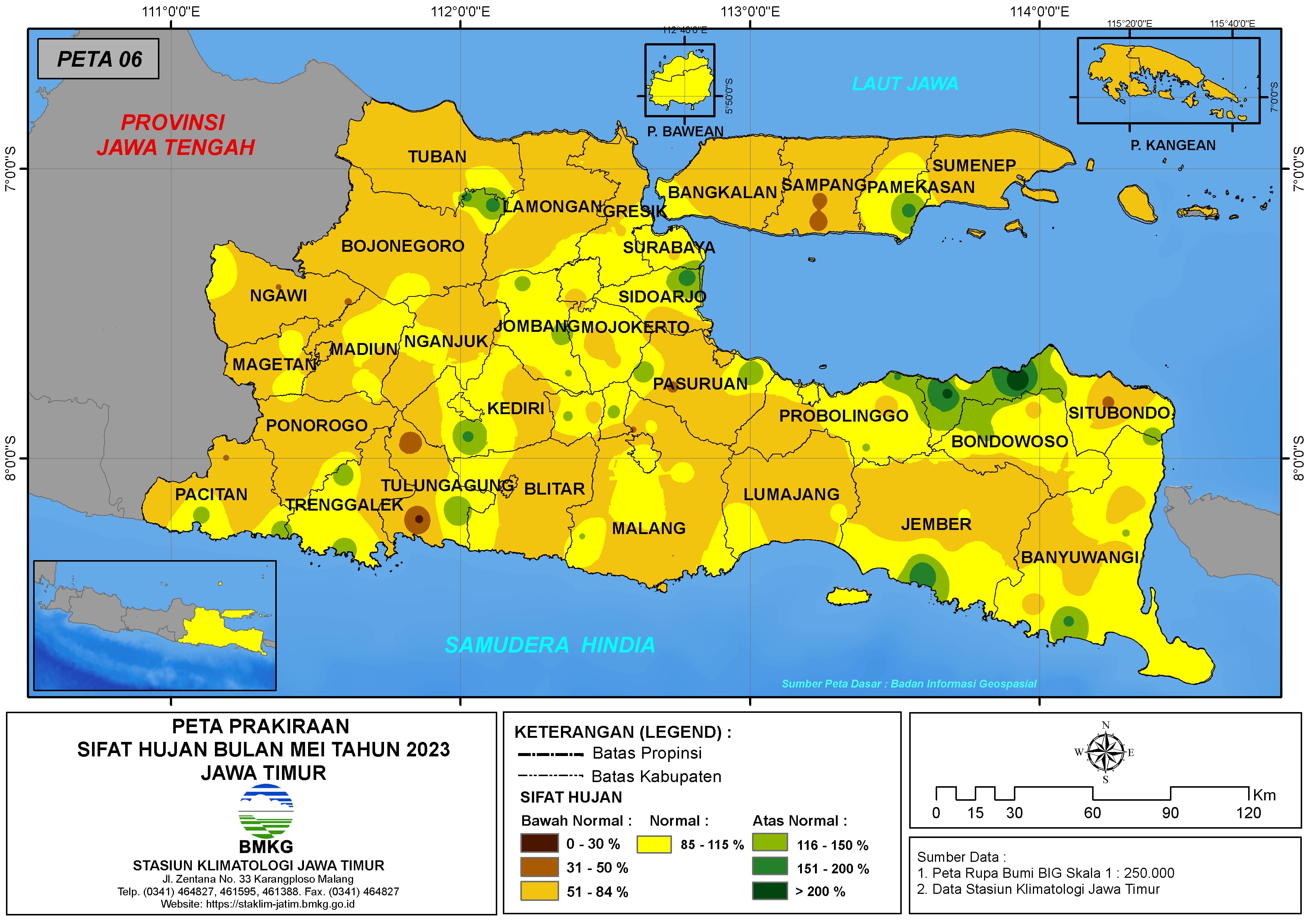 ( Prakiraan - Bulanan ) Sifat Hujan Bulan MEI Tahun 2023 - Update dari Analisis Bulan Februari Tahun 2023 di Provinsi Jawa Timur