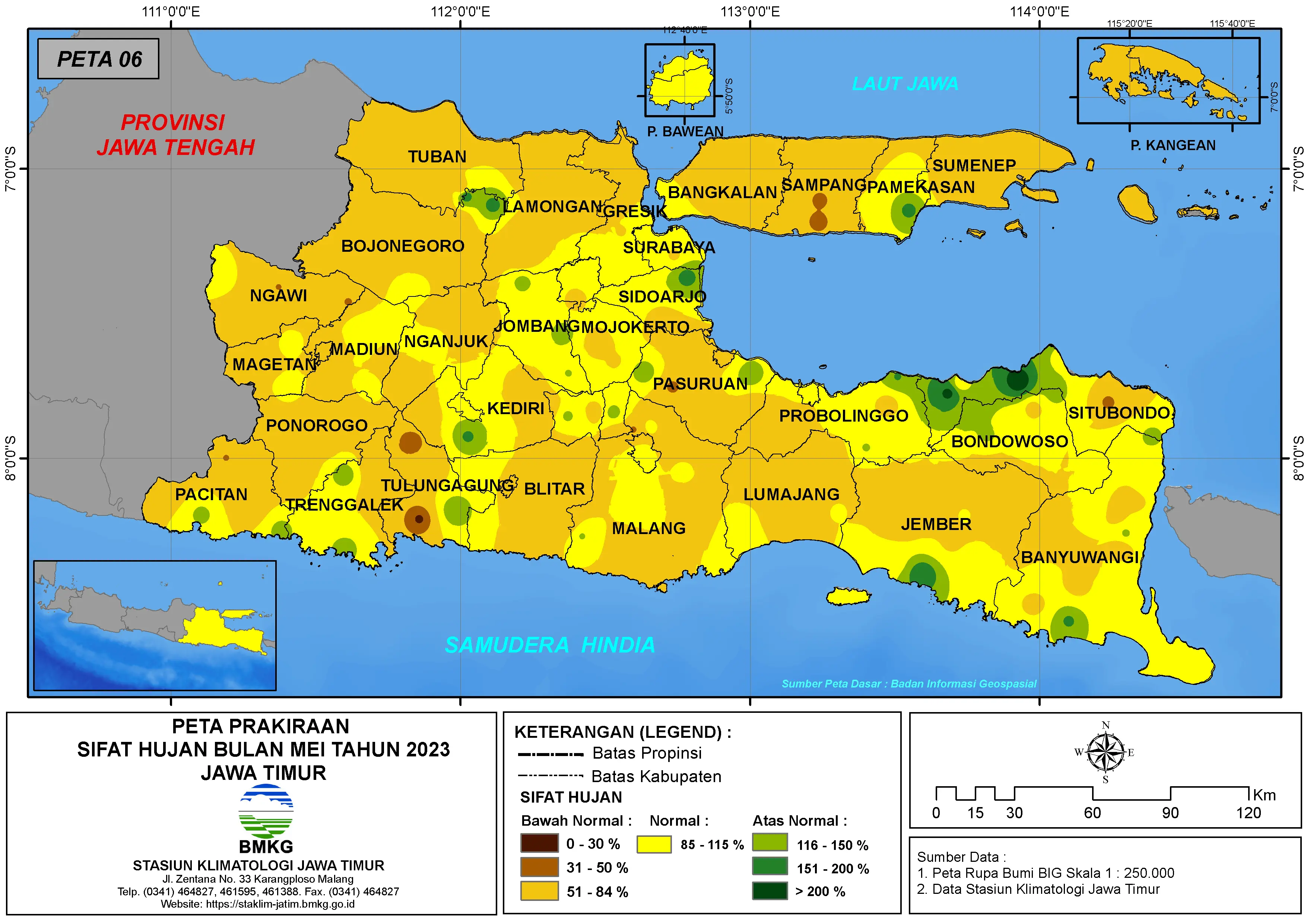 ( Prakiraan - Bulanan ) Sifat Hujan Bulan MEI Tahun 2023 - Update dari Analisis Bulan Februari Tahun 2023 di Provinsi Jawa Timur