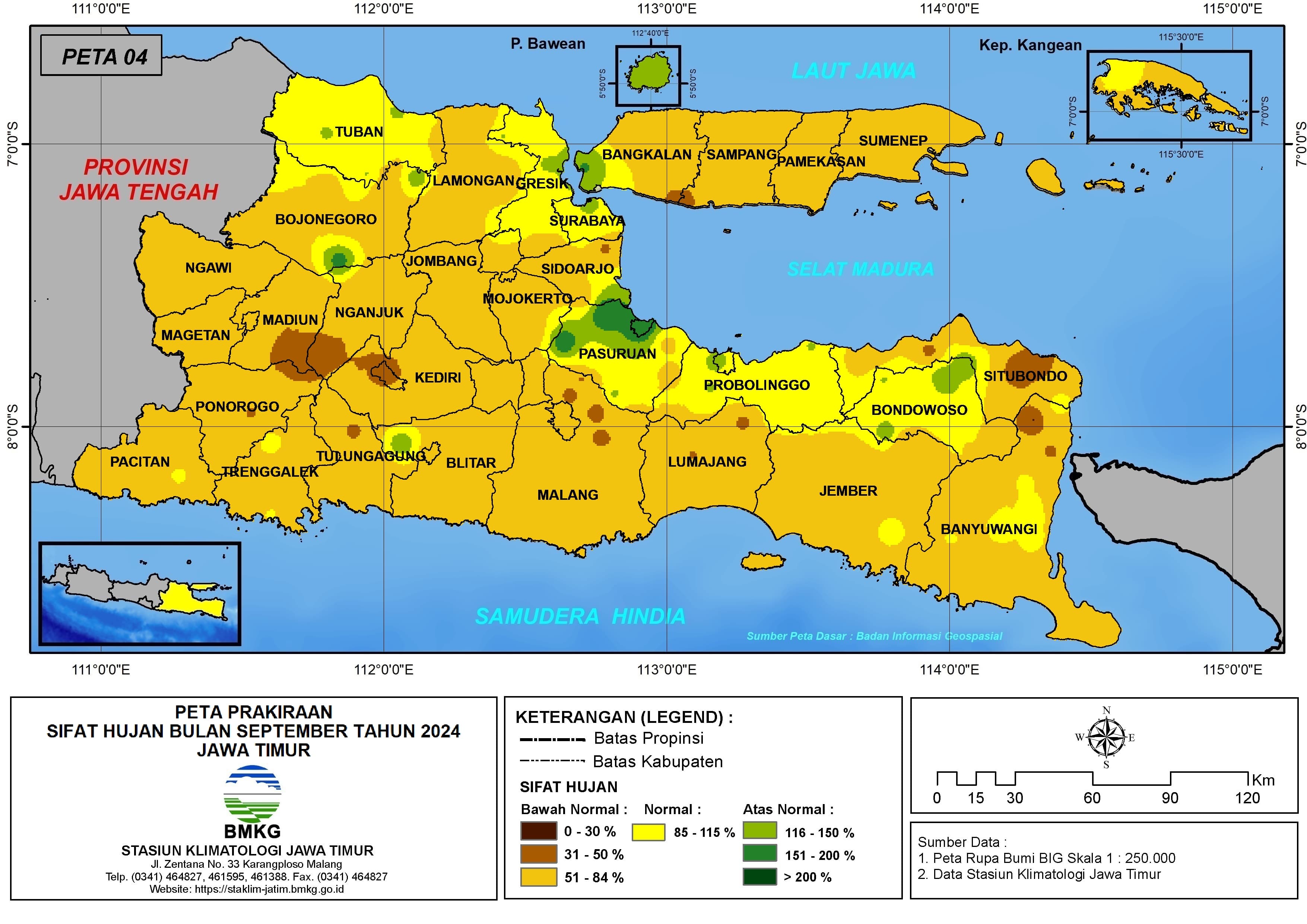 ( Prakiraan - Bulanan ) Sifat Hujan Bulan SEPTEMBER Tahun 2024 - Update dari Analisis Bulan Juli Tahun 2024 di Provinsi Jawa Timur