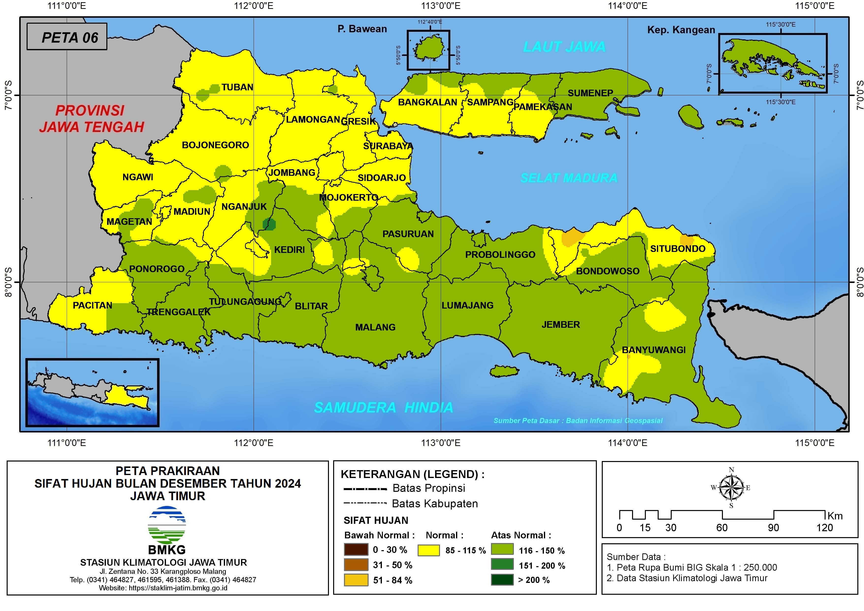( Prakiraan - Bulanan ) Sifat Hujan Bulan DESEMBER Tahun 2024 - Update dari Analisis Bulan September Tahun 2024 di Provinsi Jawa Timur