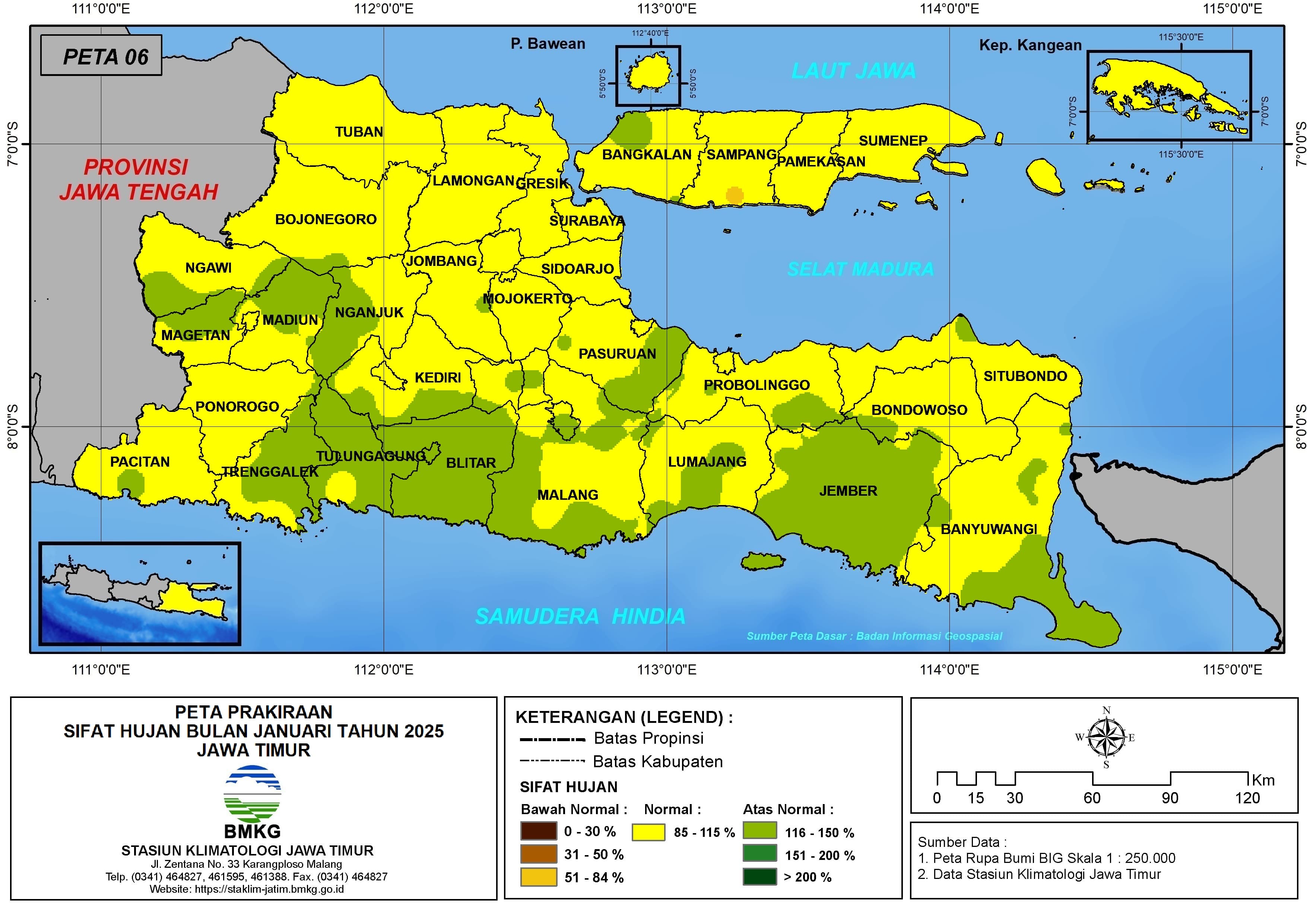 ( Prakiraan - Bulanan ) Sifat Hujan Bulan JANUARI Tahun 2025 - Update dari Analisis Bulan Oktober Tahun 2024 di Provinsi Jawa Timur