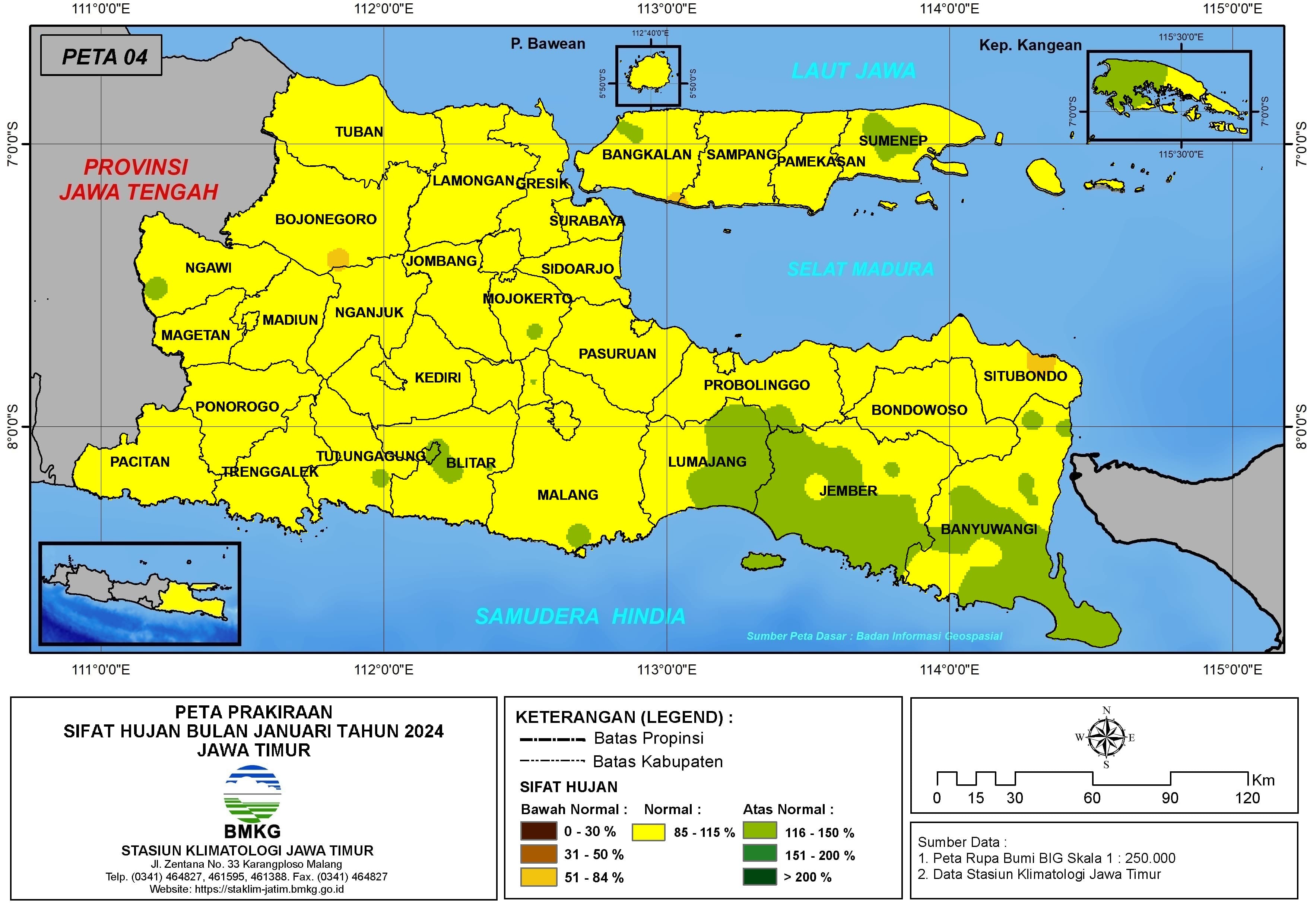 ( Prakiraan - Bulanan ) Sifat Hujan Bulan JANUARI Tahun 2025 - Update dari Analisis Bulan November Tahun 2024 di Provinsi Jawa Timur