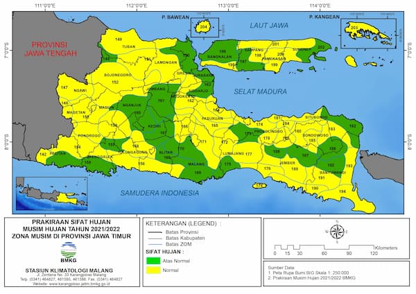 ( Prakiraan  6 Bulanan ) Prakiraan Sifat Hujan Musim Hujan Tahun 2021/2022 Zona Musim di Provinsi Jawa Timur