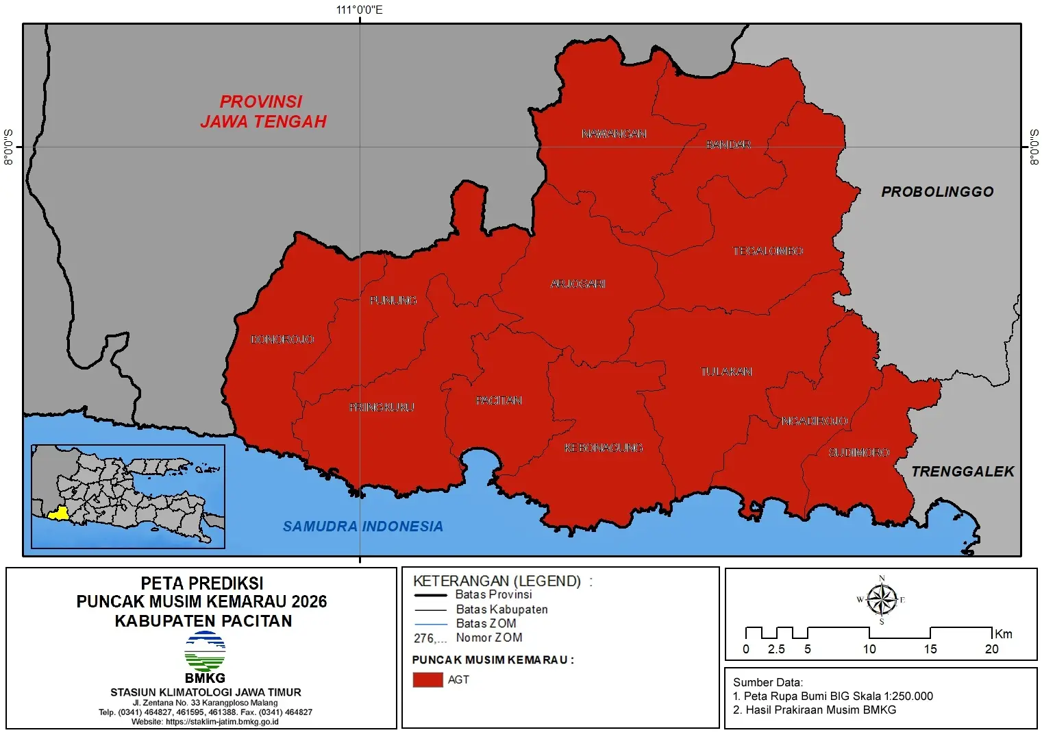 ( Prediksi 6 Bulanan ) Puncak Musim Kemarau Tahun 2026 di Kabupaten Pacitan