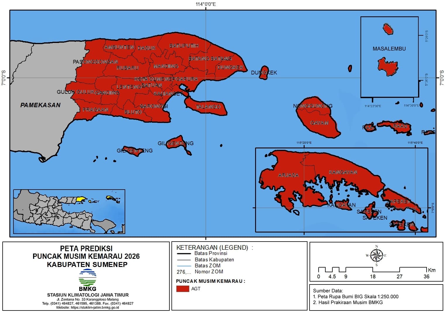 ( Prediksi 6 Bulanan ) Puncak Musim Kemarau Tahun 2026 di Kabupaten Sumenep