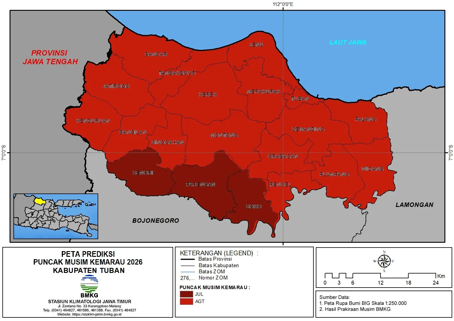 ( Prediksi 6 Bulanan ) Puncak Musim Kemarau Tahun 2026 di Kabupaten Tuban