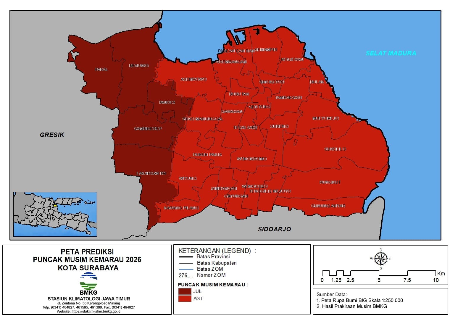 ( Prediksi 6 Bulanan ) Puncak Musim Kemarau Tahun 2026 di Kota Surabaya
