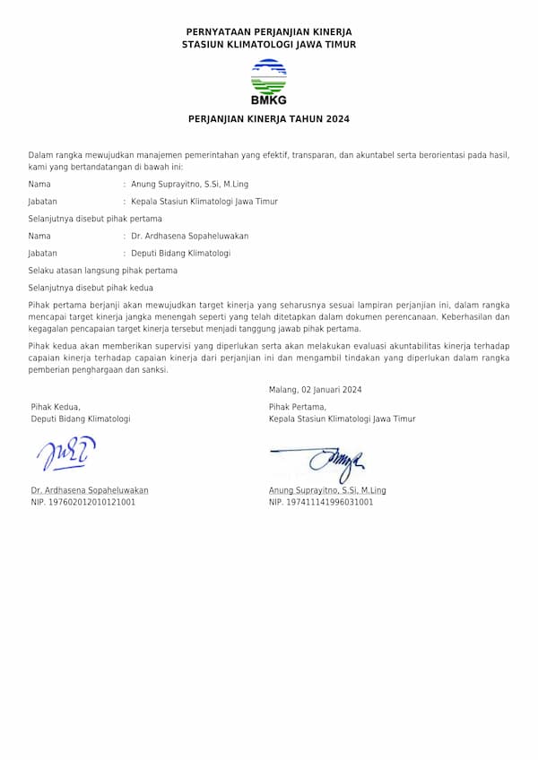 Perjanjian Kinerja Tahun 2024