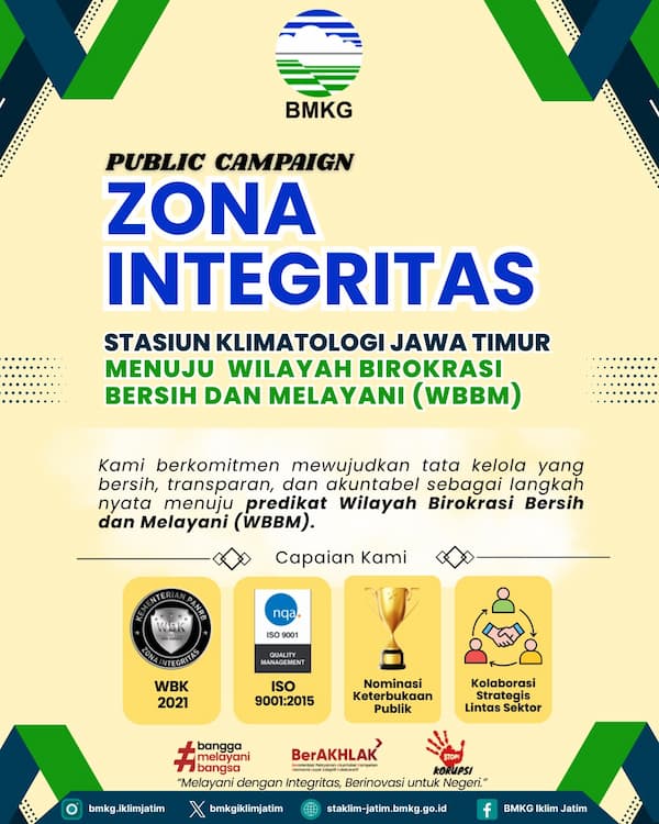Public Campaign Zona Integritas Stasiun Klimatologi Jawa Timur Menuju Wilayah Birokrasi Bersih dan Melayani ( WBBM )